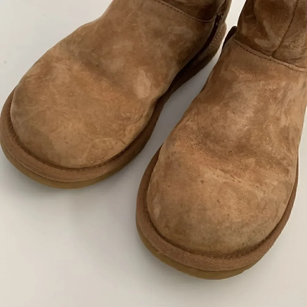 UGG Remora chestnut suede leather ankle boots shearling wool lined size 6